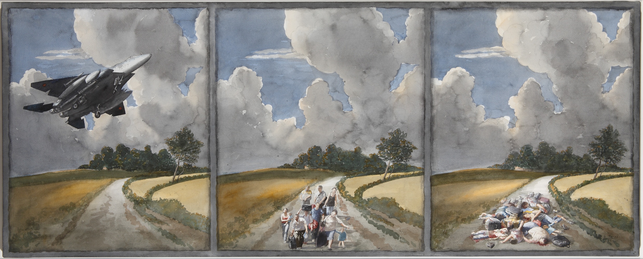 Cristóbal Toral - Bombardeo en un paisaje de Ruisdael
